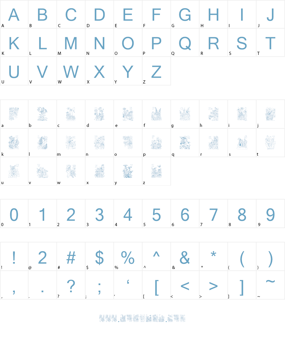 Flower and Fairy Alphabet Font Character